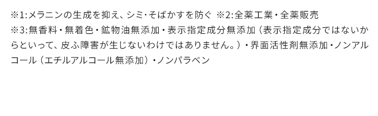 ※1:メラニンの生成を抑え、シミ･そばかすを防ぐ