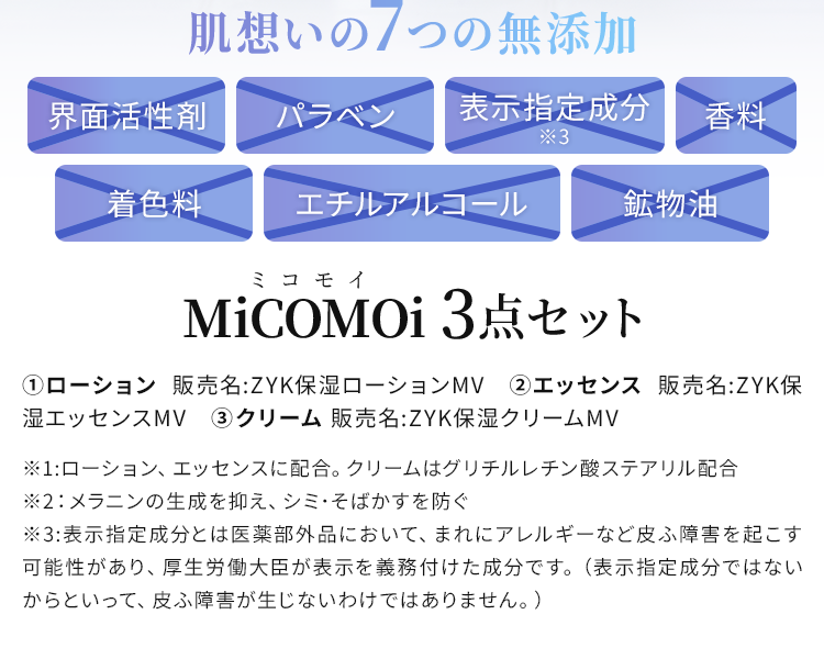 肌想いの7つの無添加MiCOMOi 3点セット