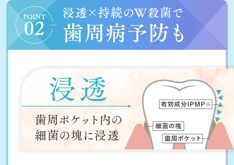 浸透×持続のW殺菌で歯周病予防も